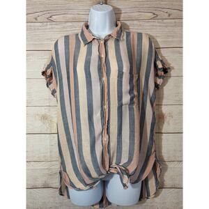 American Eagle Womens Small Striped Oversized Blouse Top Beach Coastal EUC